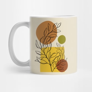 Minimal Modern  Abstract Shapes Black Leaves Warm Tones  Design Mug